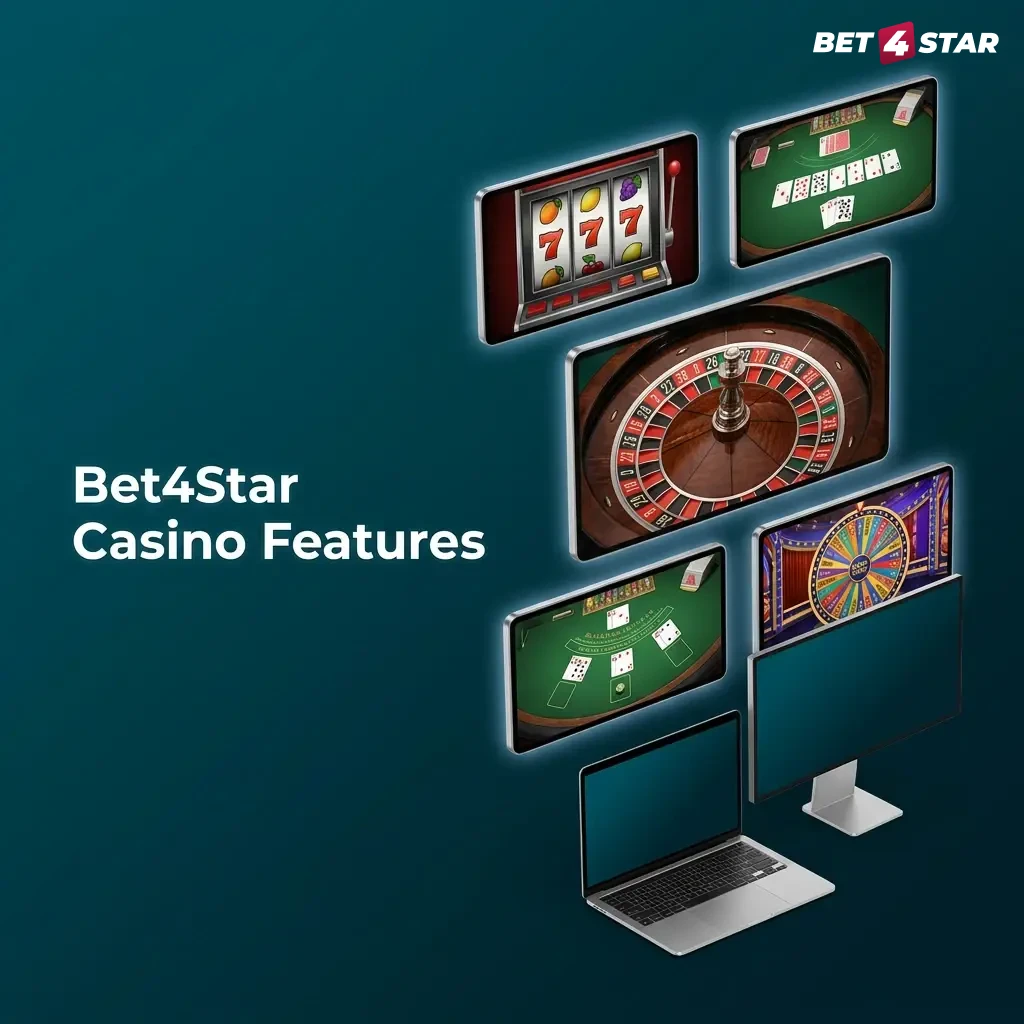 Bet4Star Casino features: UKGC licensed, mobile-optimized, fast withdrawals, responsible gambling tools, and 24/7 support