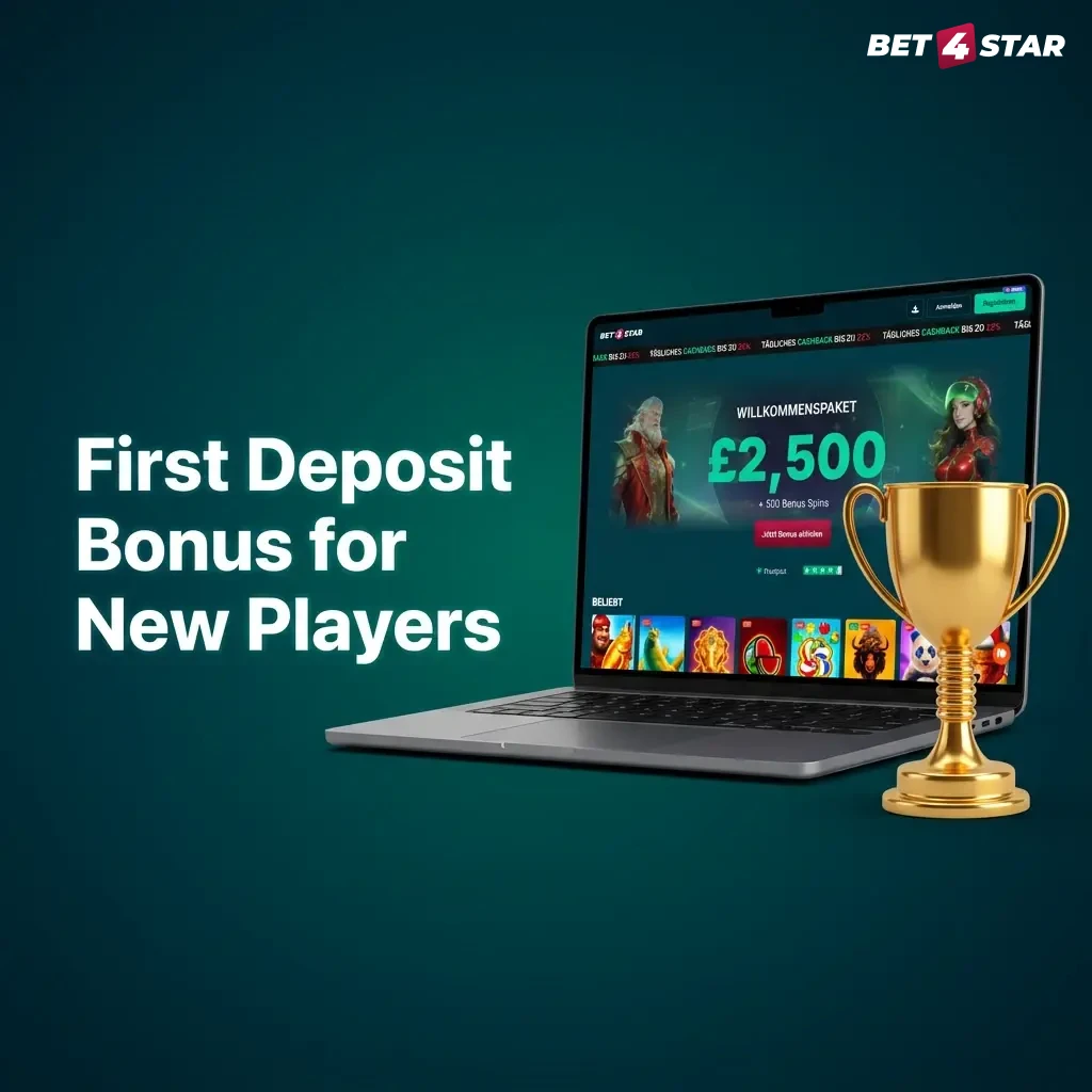 Bet4Star welcome bonus: 100% match up to £2,500 plus 500 Free Spins for new UK players, min £30 deposit
