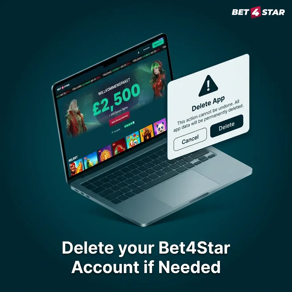 Alt text: Person submitting a Bet4Star account deletion request through settings or customer support for permanent closure.