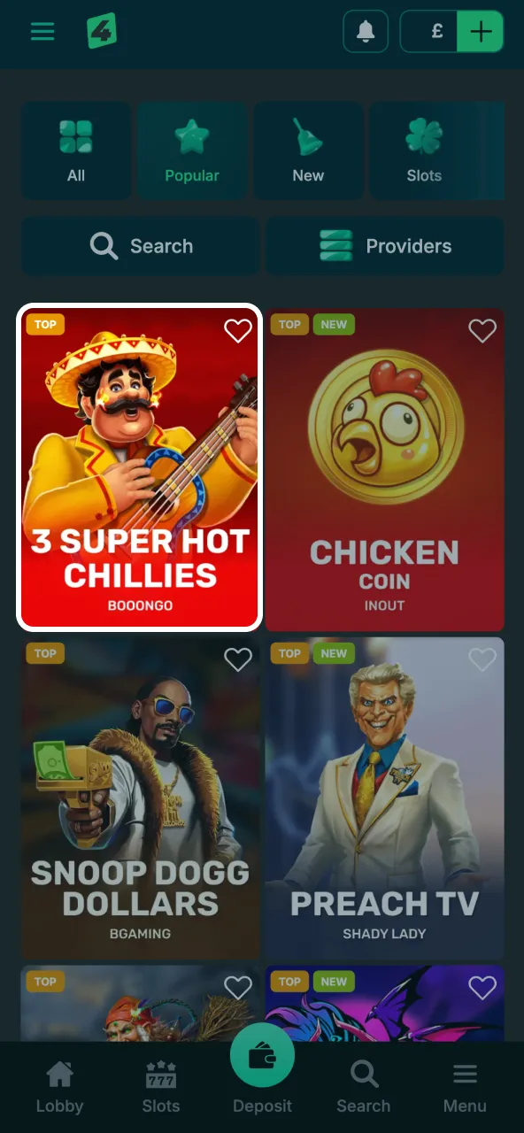 Choose Bet4Star games explore casino categories and pick a title.