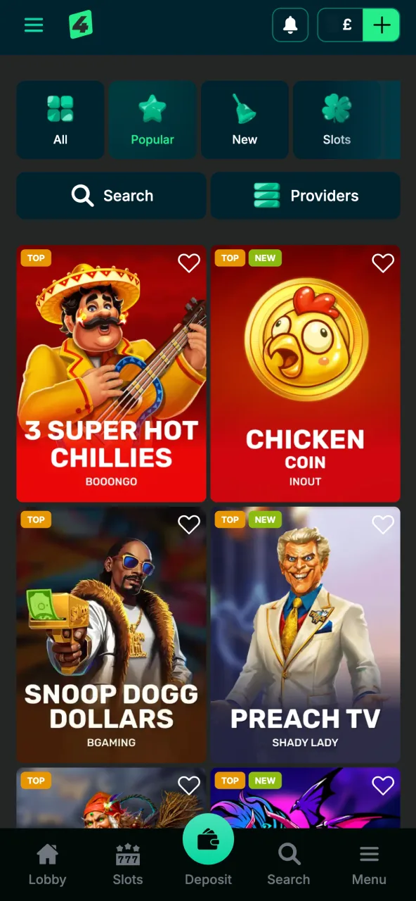 Bet4Star casino navigation use main menu to reach casino section.