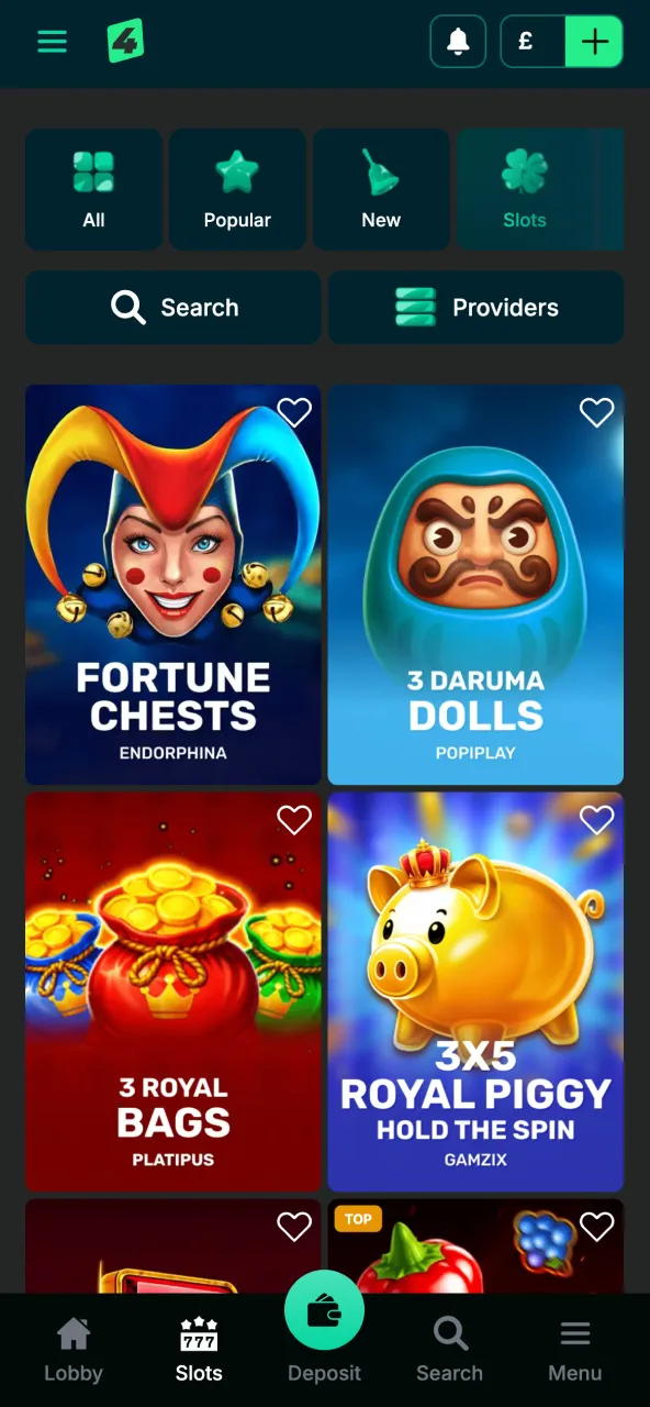 A wide variety of casino categories is available within the Bet4Star game library.