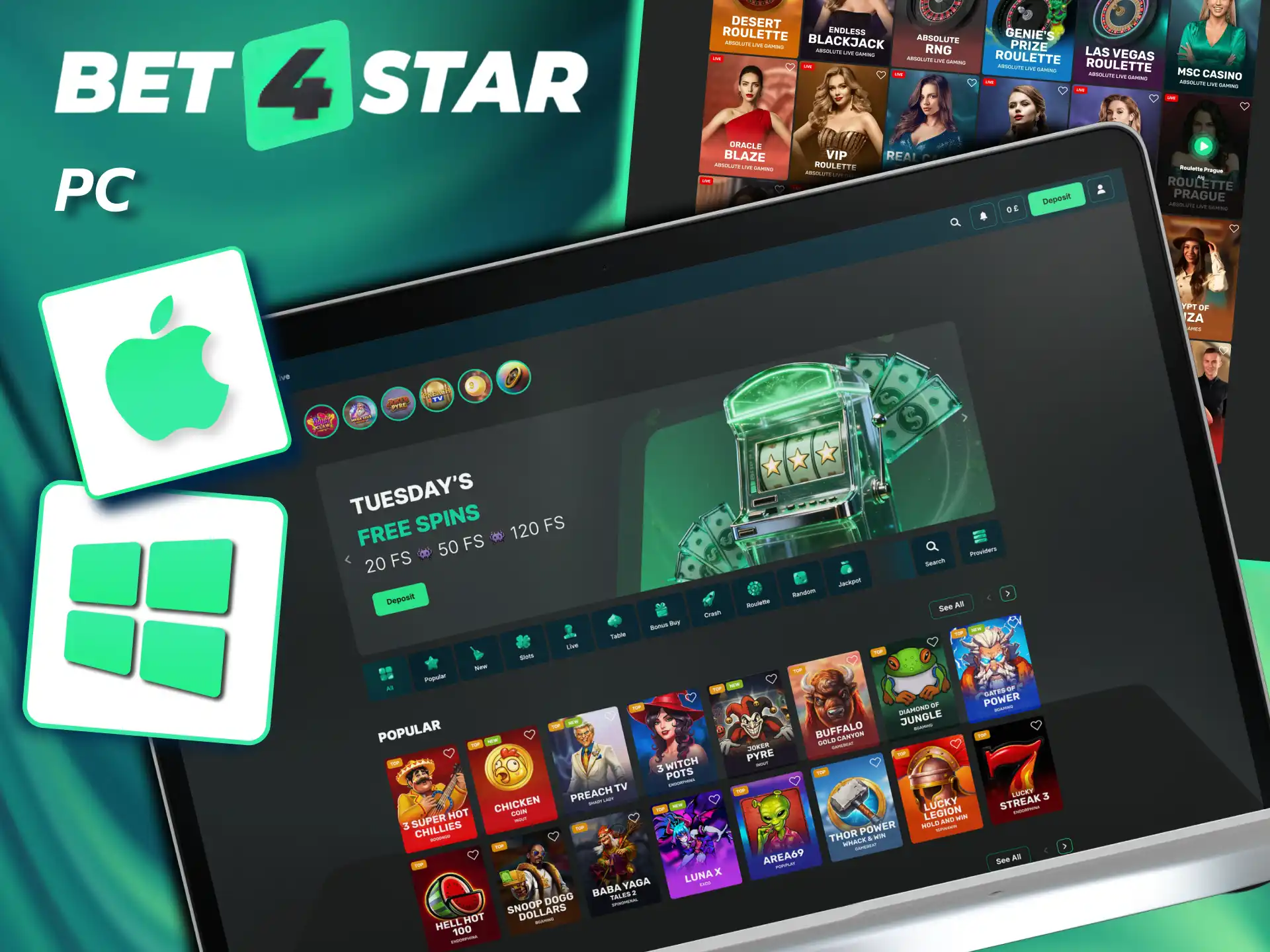 Bet4Star PC access full platform available in any desktop browser.