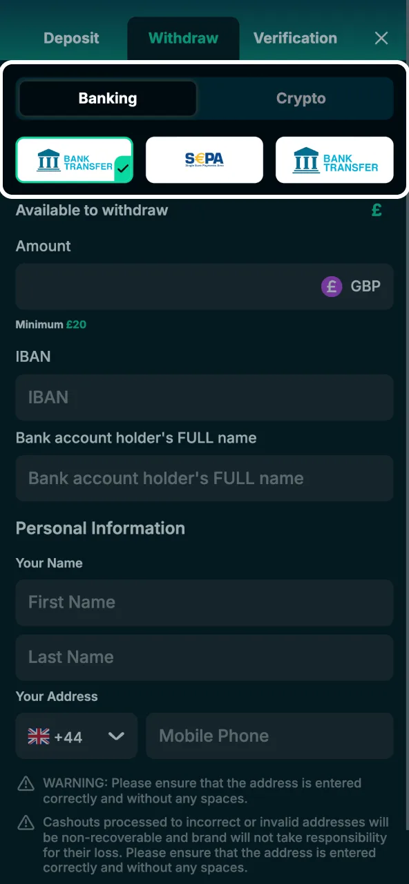 Supported Bet4Star withdrawal choices follow standard payment‑matching policies.