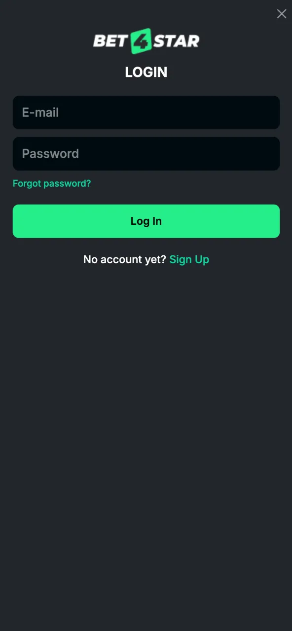 Logging in on Bet4Star provides access to the current account balance.