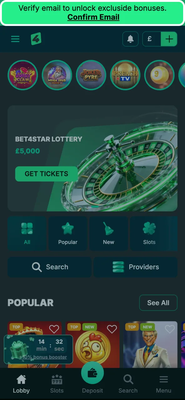 Bet4Star sends a verification email requiring users to confirm their address.